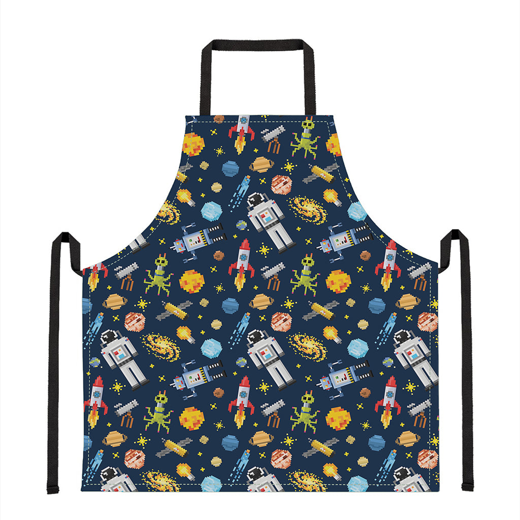 Pixel Space Pattern Print Apron