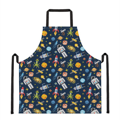 Pixel Space Pattern Print Apron