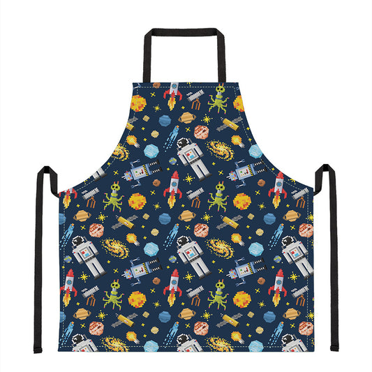 Pixel Space Pattern Print Apron