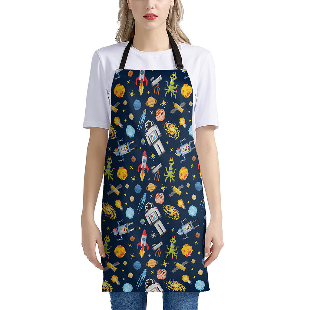 Pixel Space Pattern Print Apron