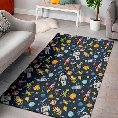 Pixel Space Pattern Print Area Rug