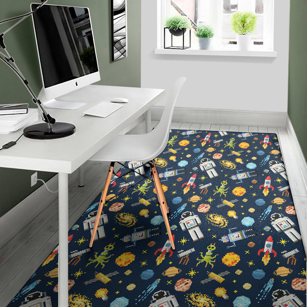 Pixel Space Pattern Print Area Rug