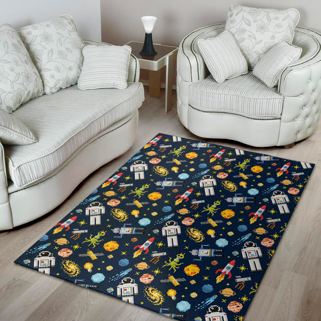 Pixel Space Pattern Print Area Rug