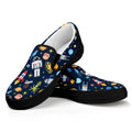 Pixel Space Pattern Print Black Slip On Sneakers