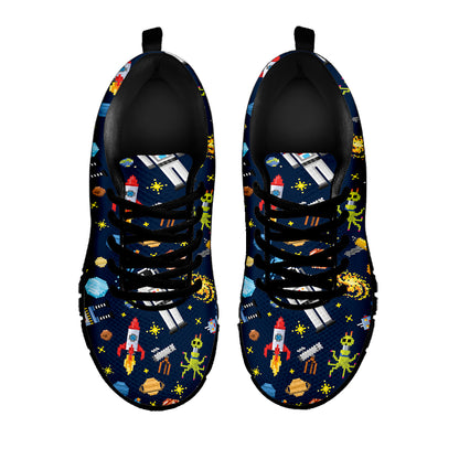Pixel Space Pattern Print Black Sneakers
