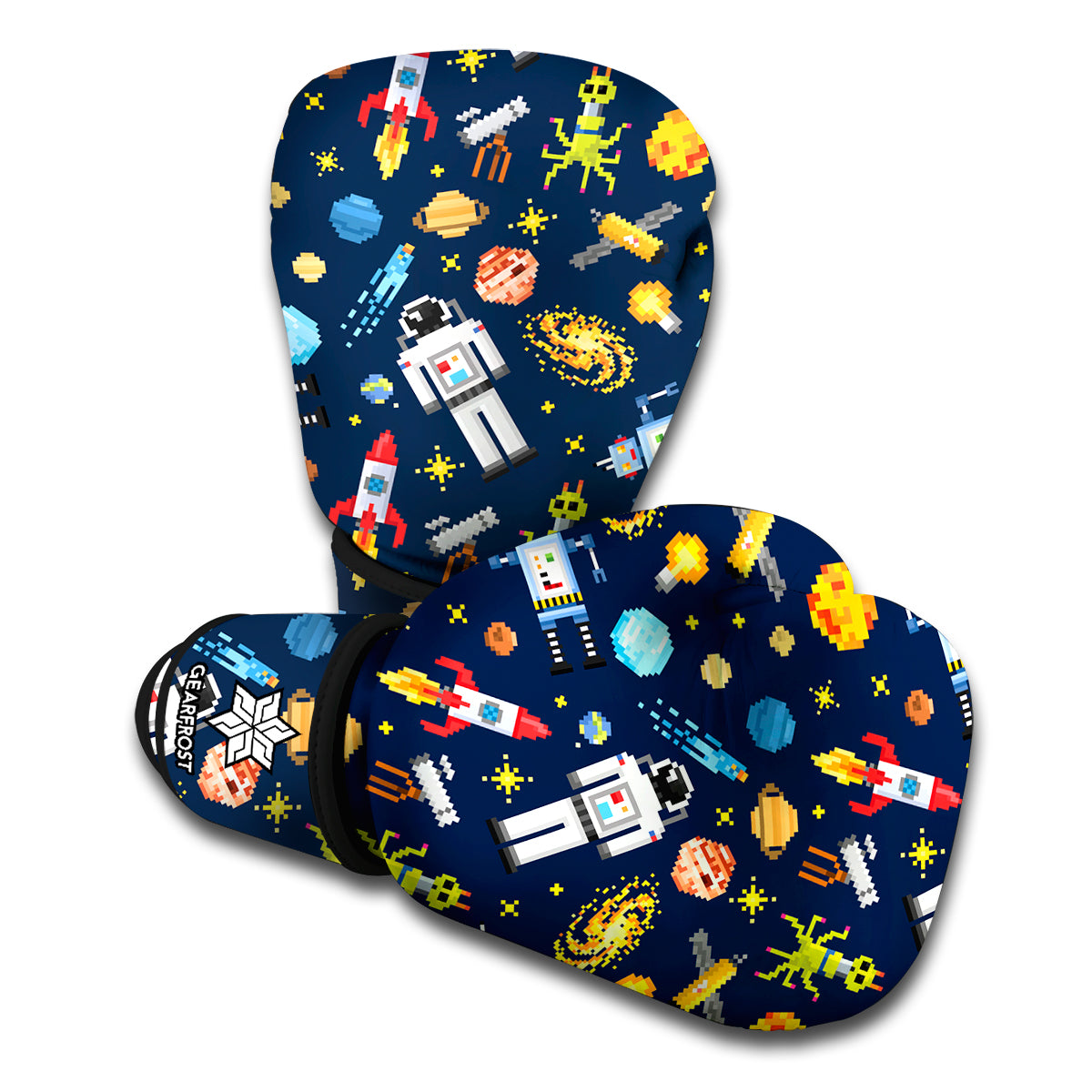 Pixel Space Pattern Print Boxing Gloves