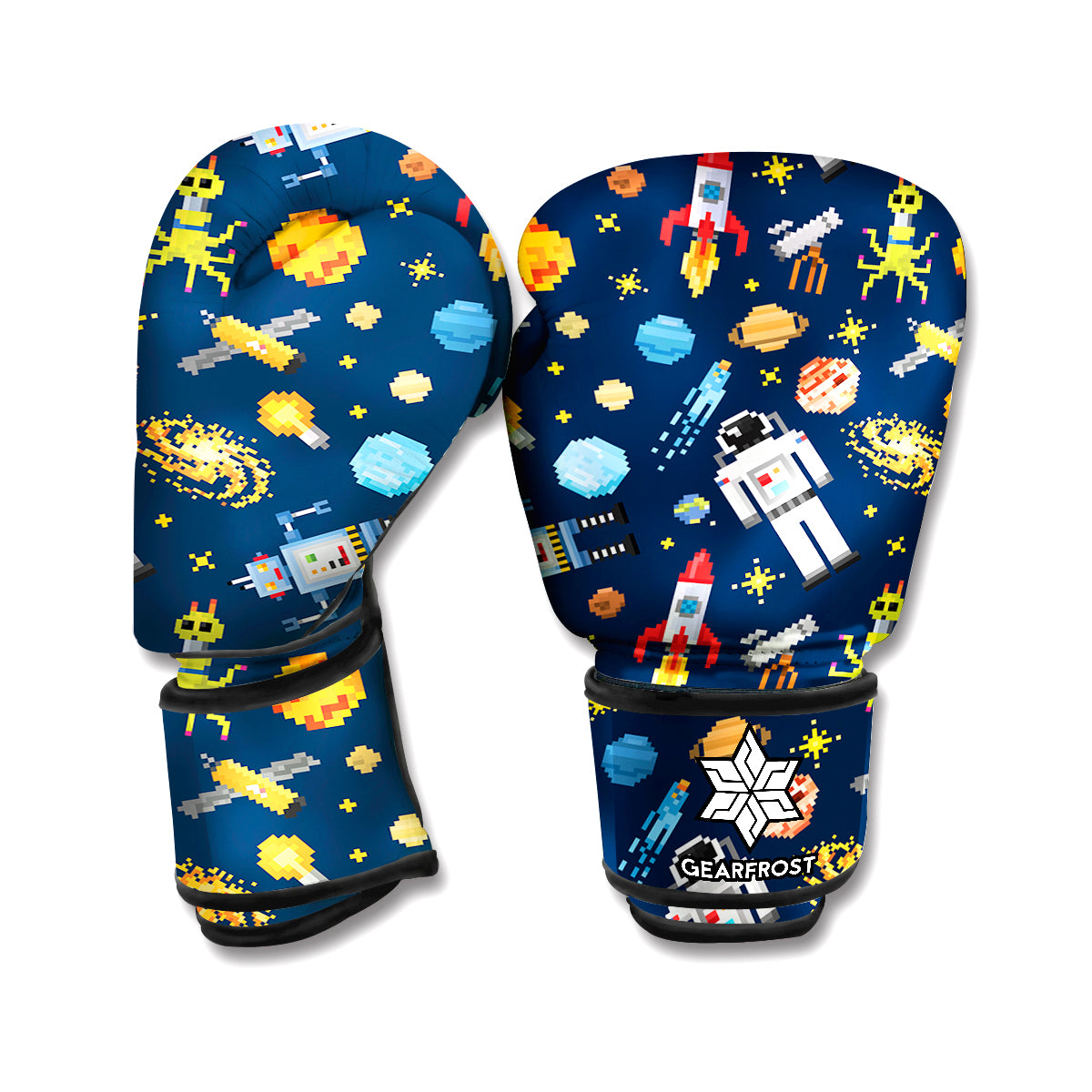Pixel Space Pattern Print Boxing Gloves