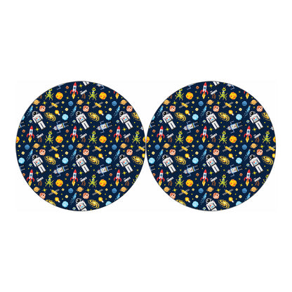 Pixel Space Pattern Print Car Coasters