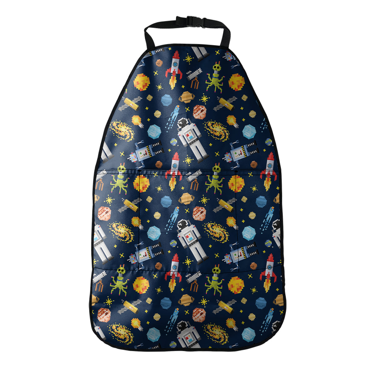 Pixel Space Pattern Print Car Seat Organizers