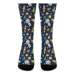 Pixel Space Pattern Print Crew Socks