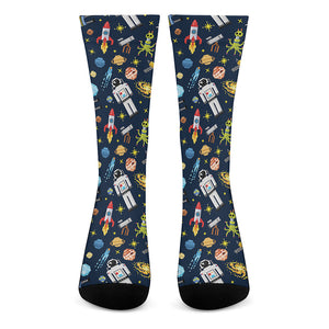 Pixel Space Pattern Print Crew Socks