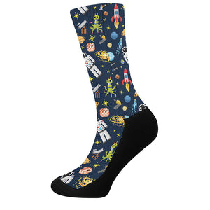 Pixel Space Pattern Print Crew Socks