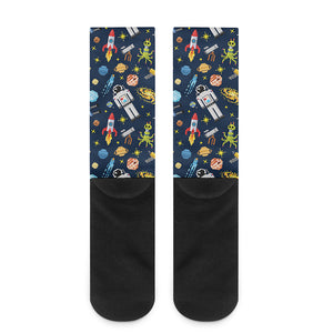 Pixel Space Pattern Print Crew Socks