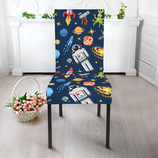 Pixel Space Pattern Print Dining Chair Slipcover