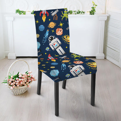 Pixel Space Pattern Print Dining Chair Slipcover