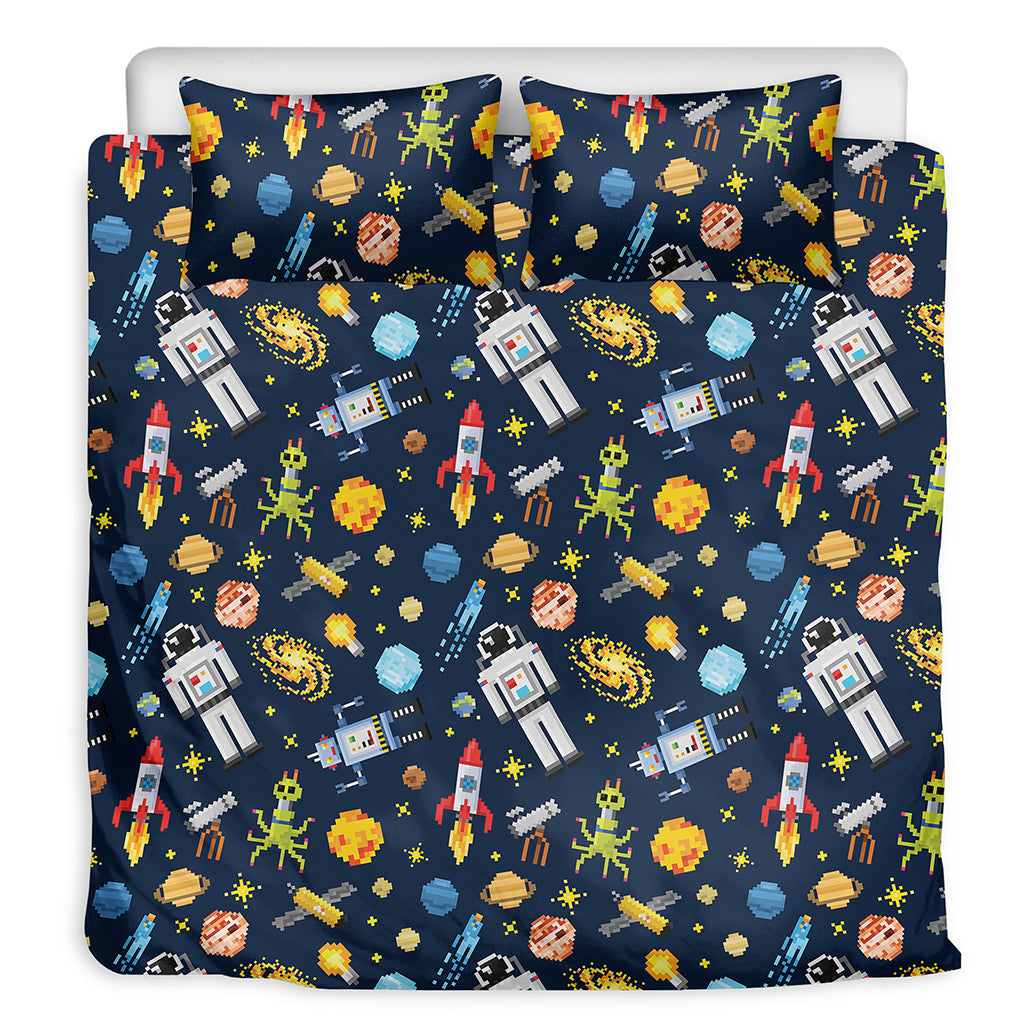 Pixel Space Pattern Print Duvet Cover Bedding Set