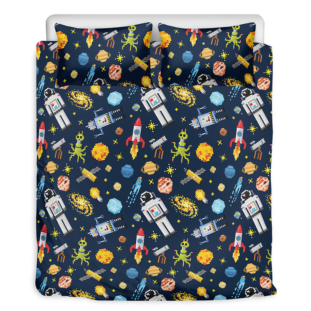 Pixel Space Pattern Print Duvet Cover Bedding Set