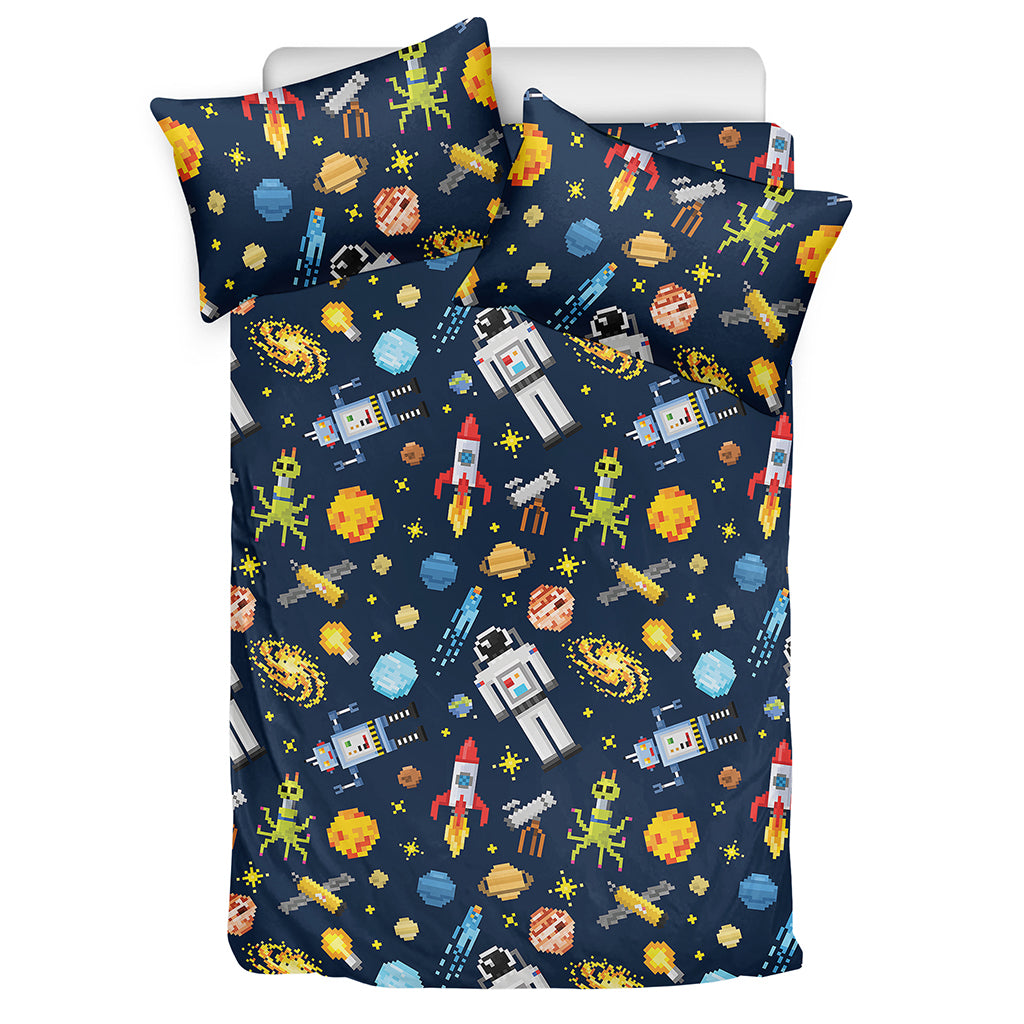 Pixel Space Pattern Print Duvet Cover Bedding Set