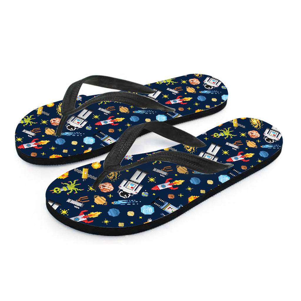 Pixel Space Pattern Print Flip Flops