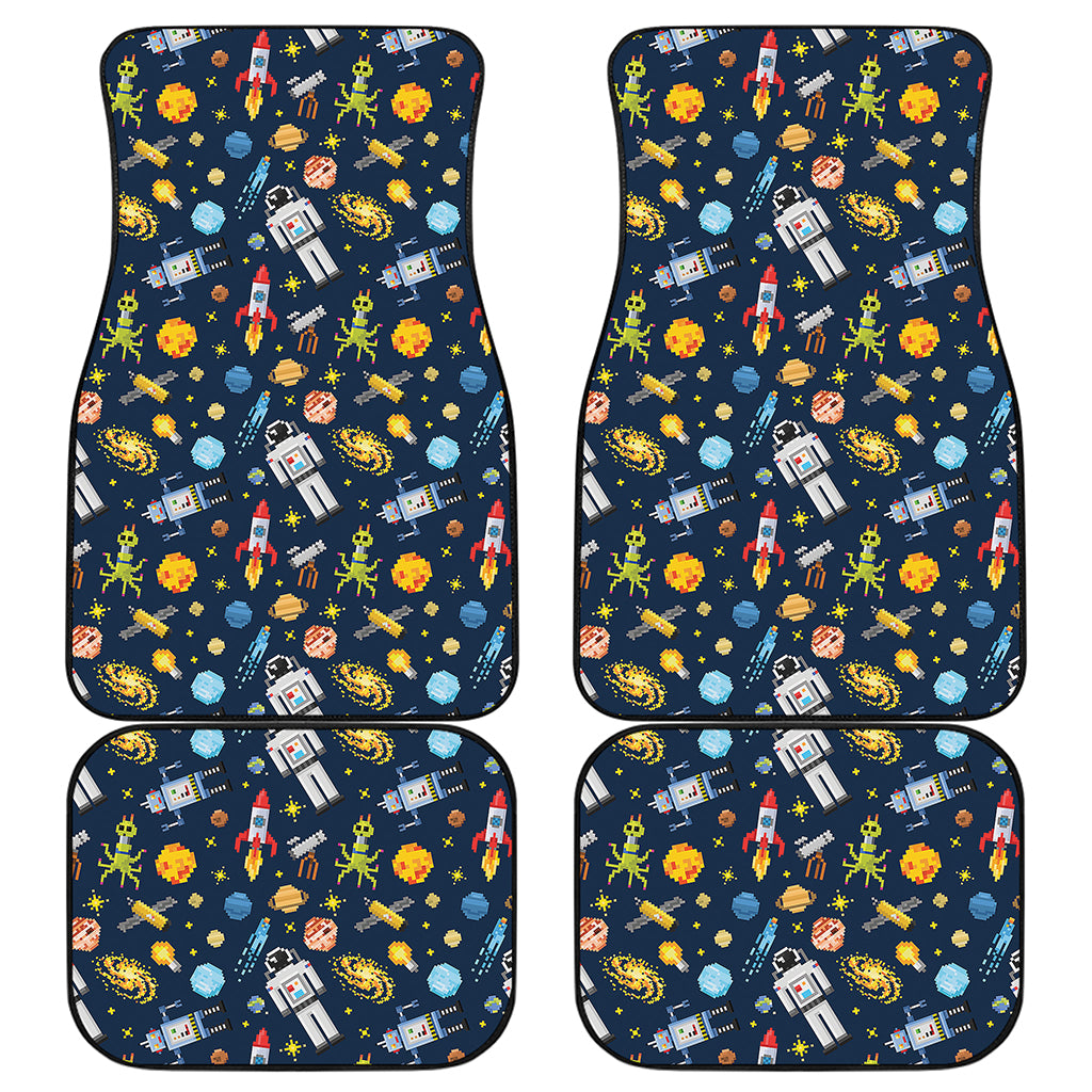 Pixel Space Pattern Print Front and Back Car Floor Mats