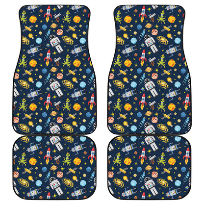 Pixel Space Pattern Print Front and Back Car Floor Mats
