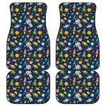 Pixel Space Pattern Print Front and Back Car Floor Mats