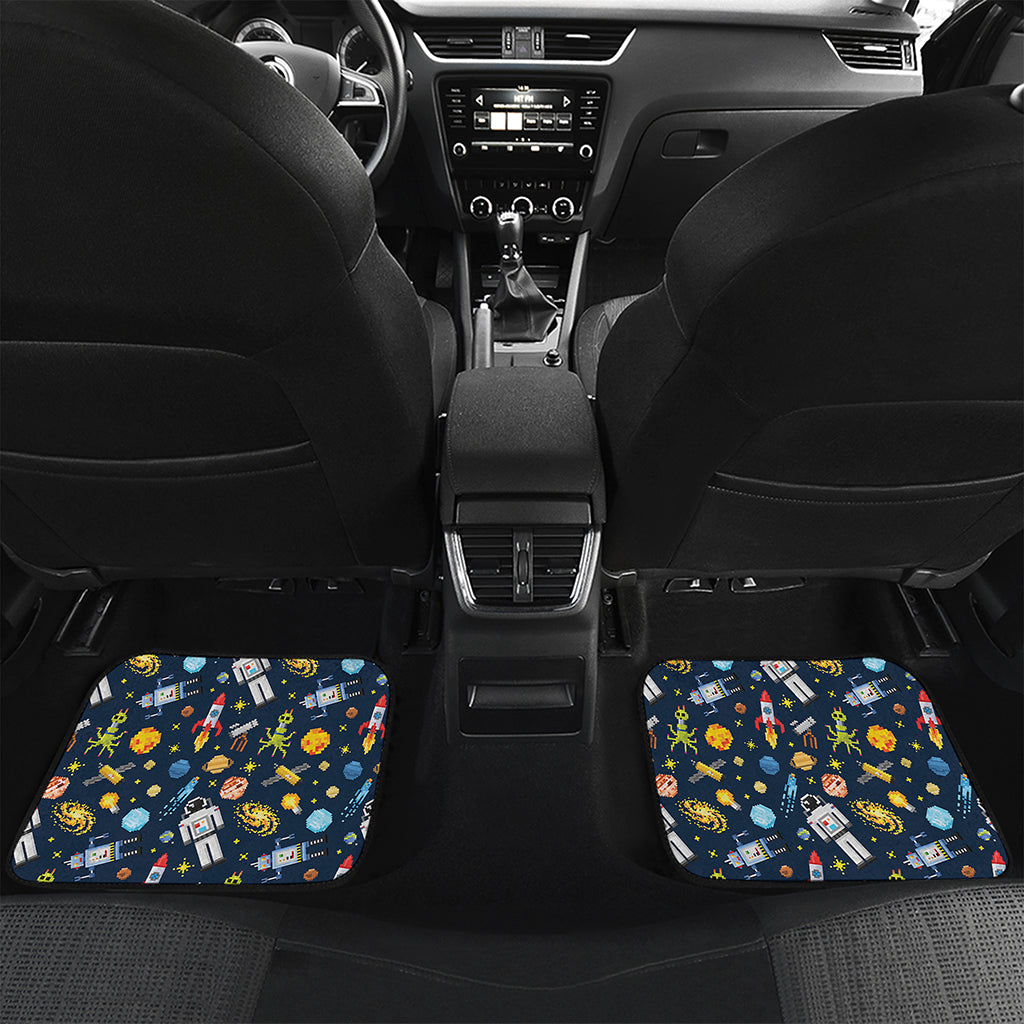 Pixel Space Pattern Print Front and Back Car Floor Mats