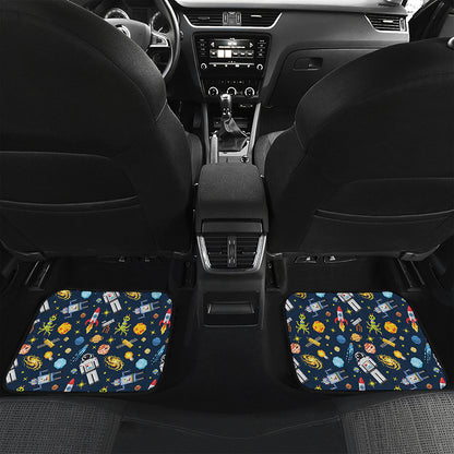 Pixel Space Pattern Print Front and Back Car Floor Mats