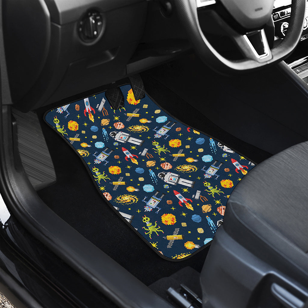 Pixel Space Pattern Print Front and Back Car Floor Mats