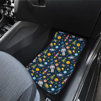 Pixel Space Pattern Print Front and Back Car Floor Mats