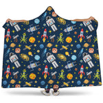 Pixel Space Pattern Print Hooded Blanket
