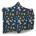 Pixel Space Pattern Print Hooded Blanket