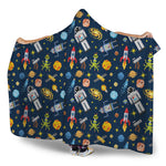 Pixel Space Pattern Print Hooded Blanket