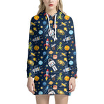 Pixel Space Pattern Print Hoodie Dress