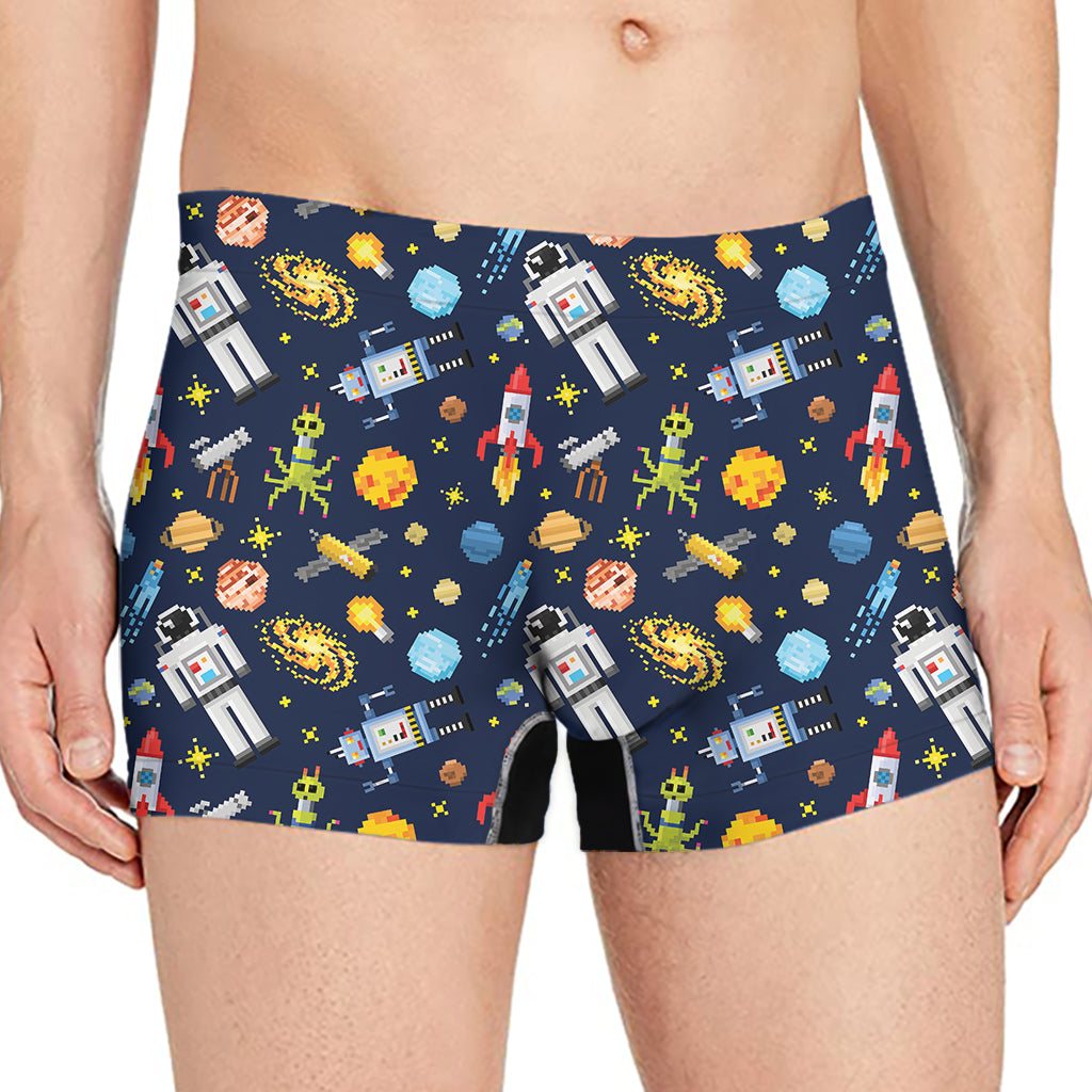 Pixel Space Pattern Print Men's Boxer Briefs