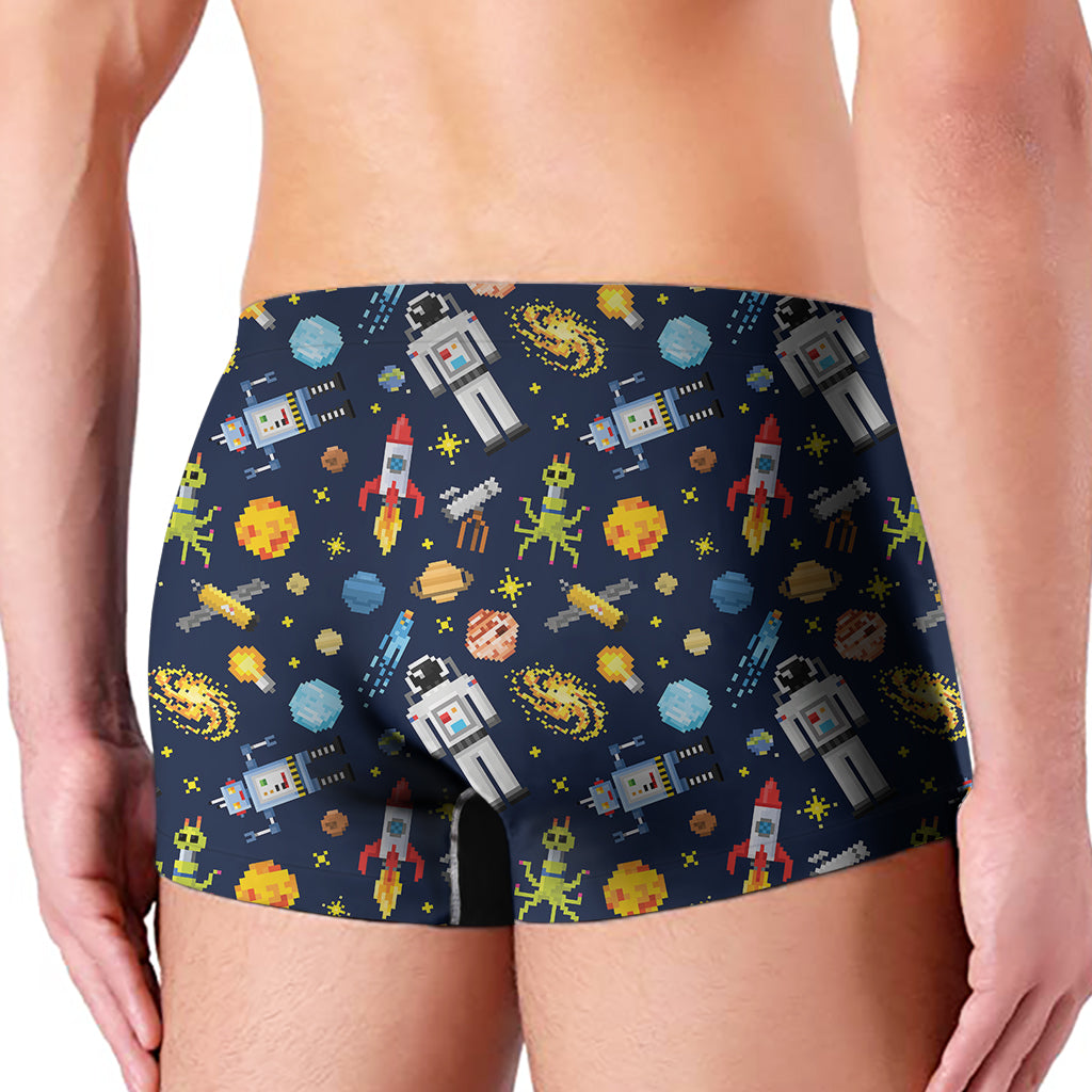 Pixel Space Pattern Print Men's Boxer Briefs