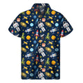 Pixel Space Pattern Print Men's Short Sleeve Shirt