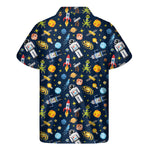Pixel Space Pattern Print Men's Short Sleeve Shirt