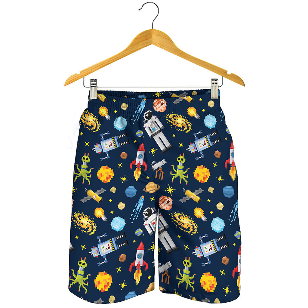 Pixel Space Pattern Print Men's Shorts
