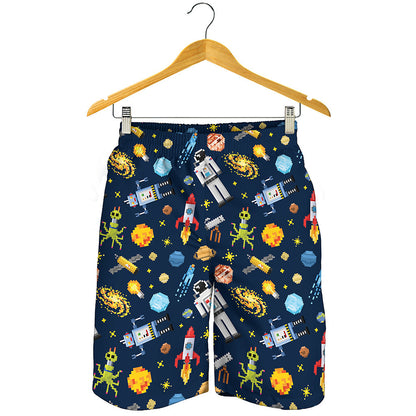 Pixel Space Pattern Print Men's Shorts