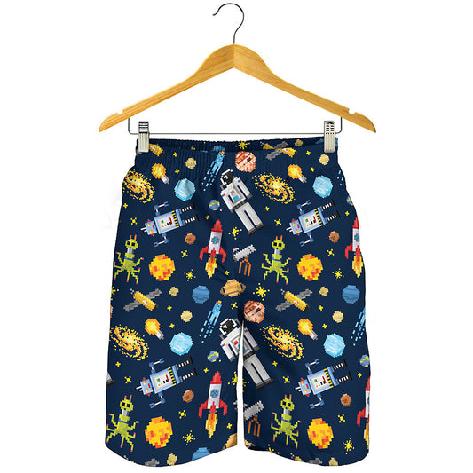 Pixel Space Pattern Print Men's Shorts