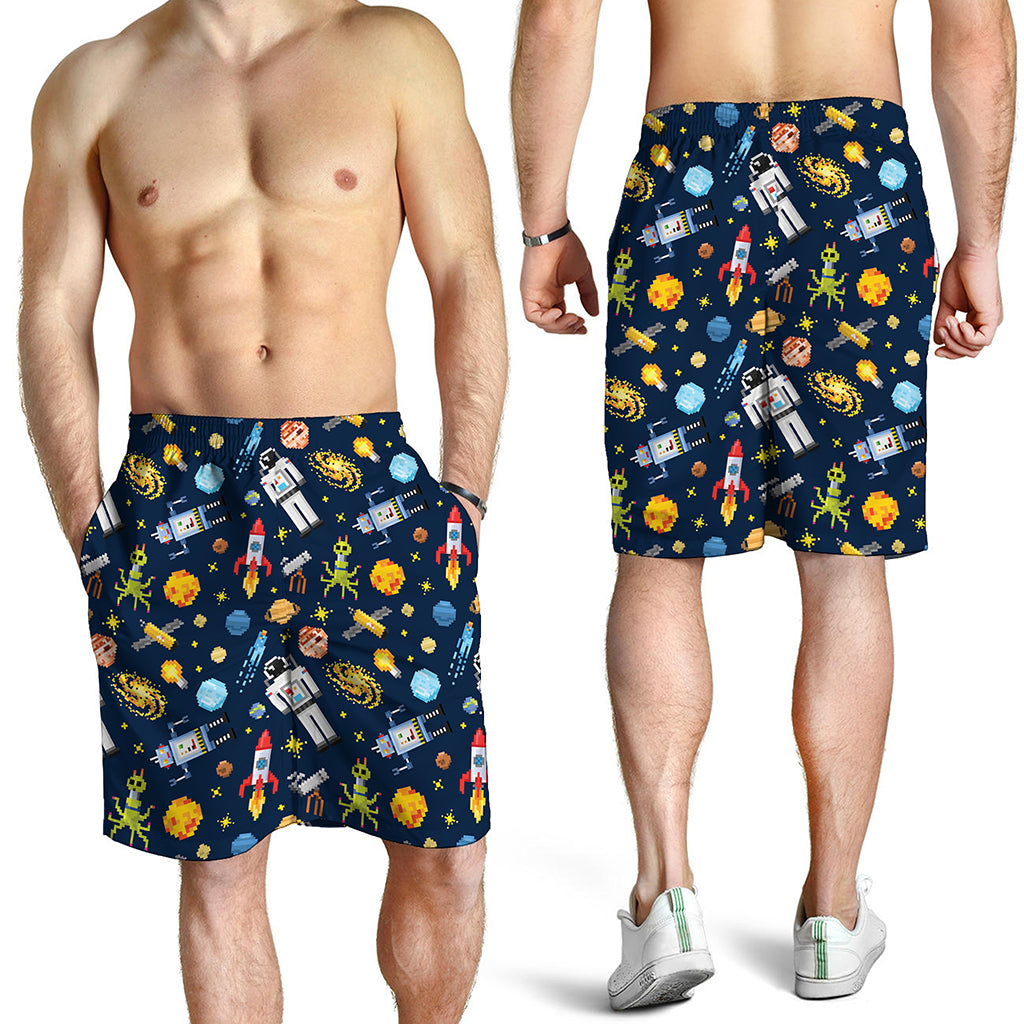 Pixel Space Pattern Print Men's Shorts
