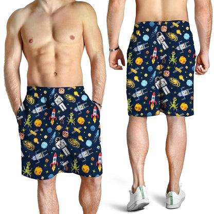 Pixel Space Pattern Print Men's Shorts