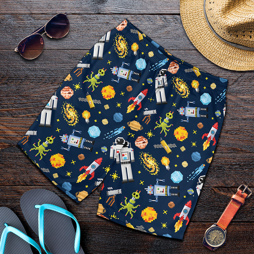 Pixel Space Pattern Print Men's Shorts