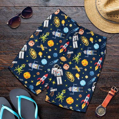 Pixel Space Pattern Print Men's Shorts