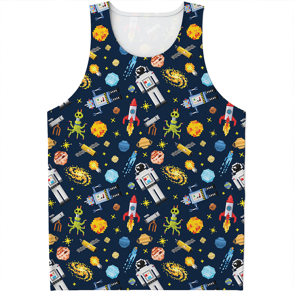 Pixel Space Pattern Print Men's Tank Top