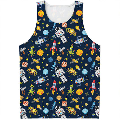Pixel Space Pattern Print Men's Tank Top