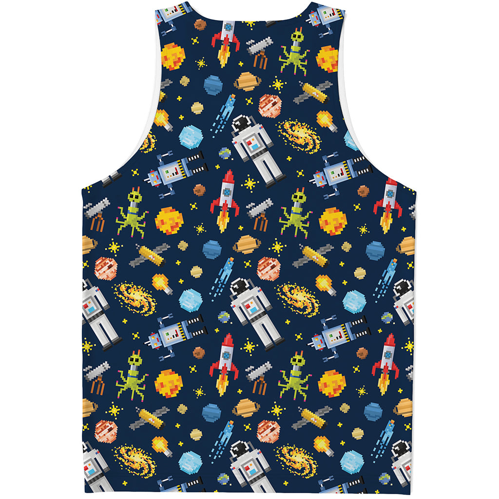 Pixel Space Pattern Print Men's Tank Top