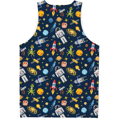 Pixel Space Pattern Print Men's Tank Top