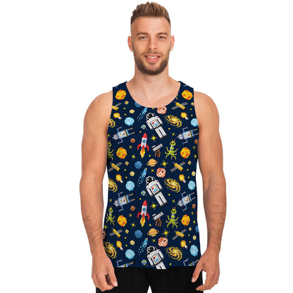 Pixel Space Pattern Print Men's Tank Top